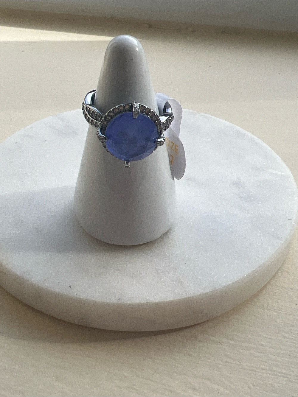 bp Silver Ring with Lavender-Blue Gemstone